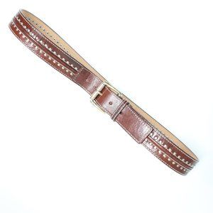 Michael Kors Distressed Buckle Studded Brown Belt